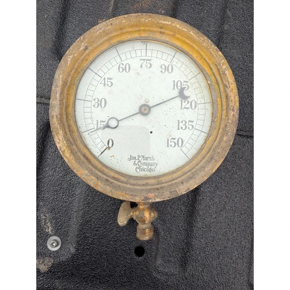 Antique Jas P Marsh Chicago Pressure‎ Gauge 0–150 PSI Steam Industrial Valve